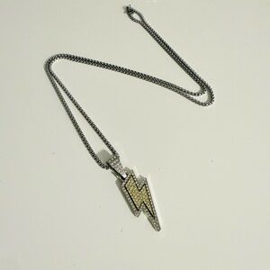 Elegant Silver Lightning Bolt Necklace
